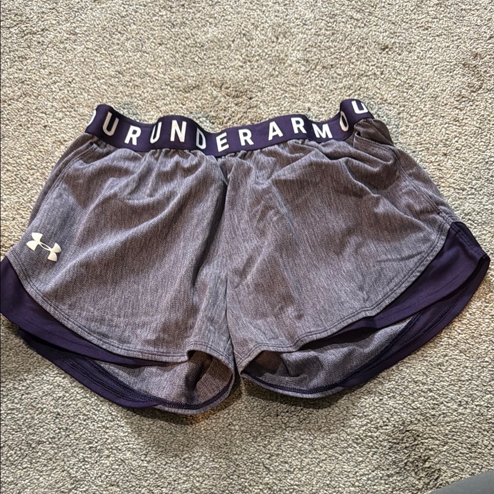 Under Armour Gray and Purple Athletic Shorts Lightweight Performance